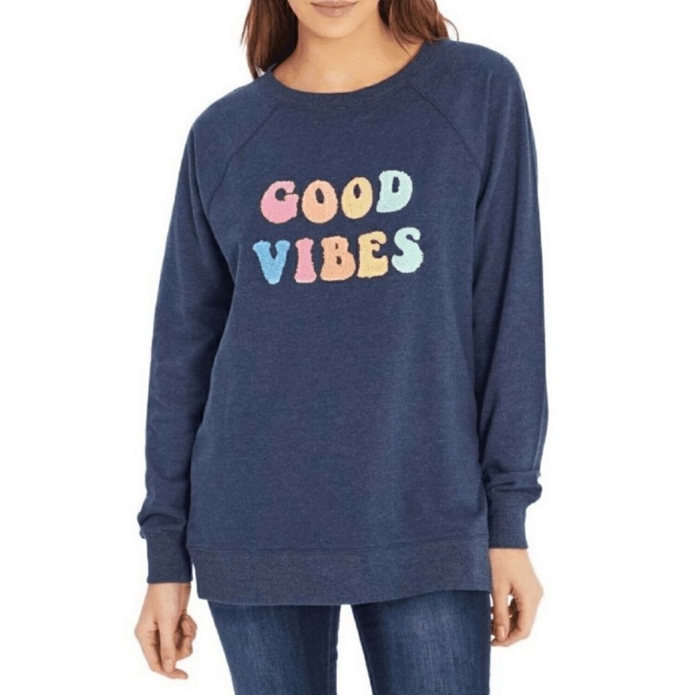 Wildfox Good Vibes Crew Neck Lightweight Comfy Statement Sweatshirt Size S